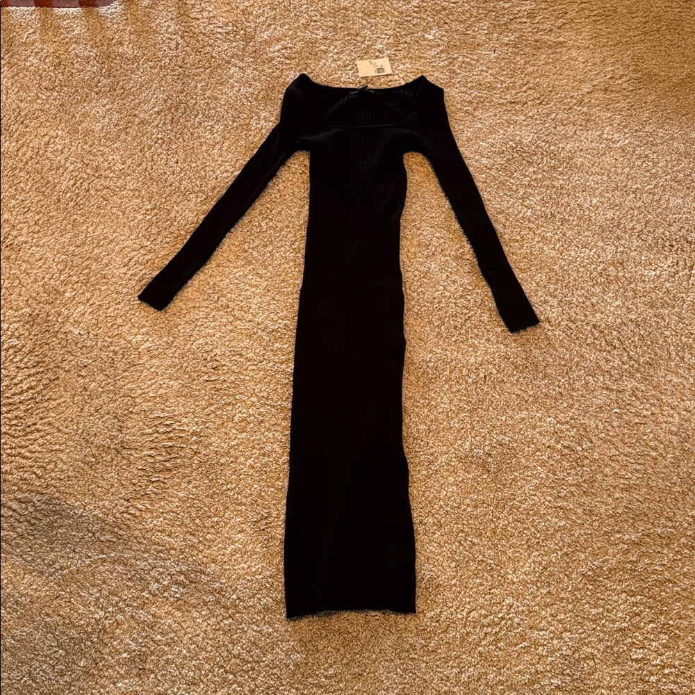 Chic Black Long Sleeve Bodycon Maxi Dress